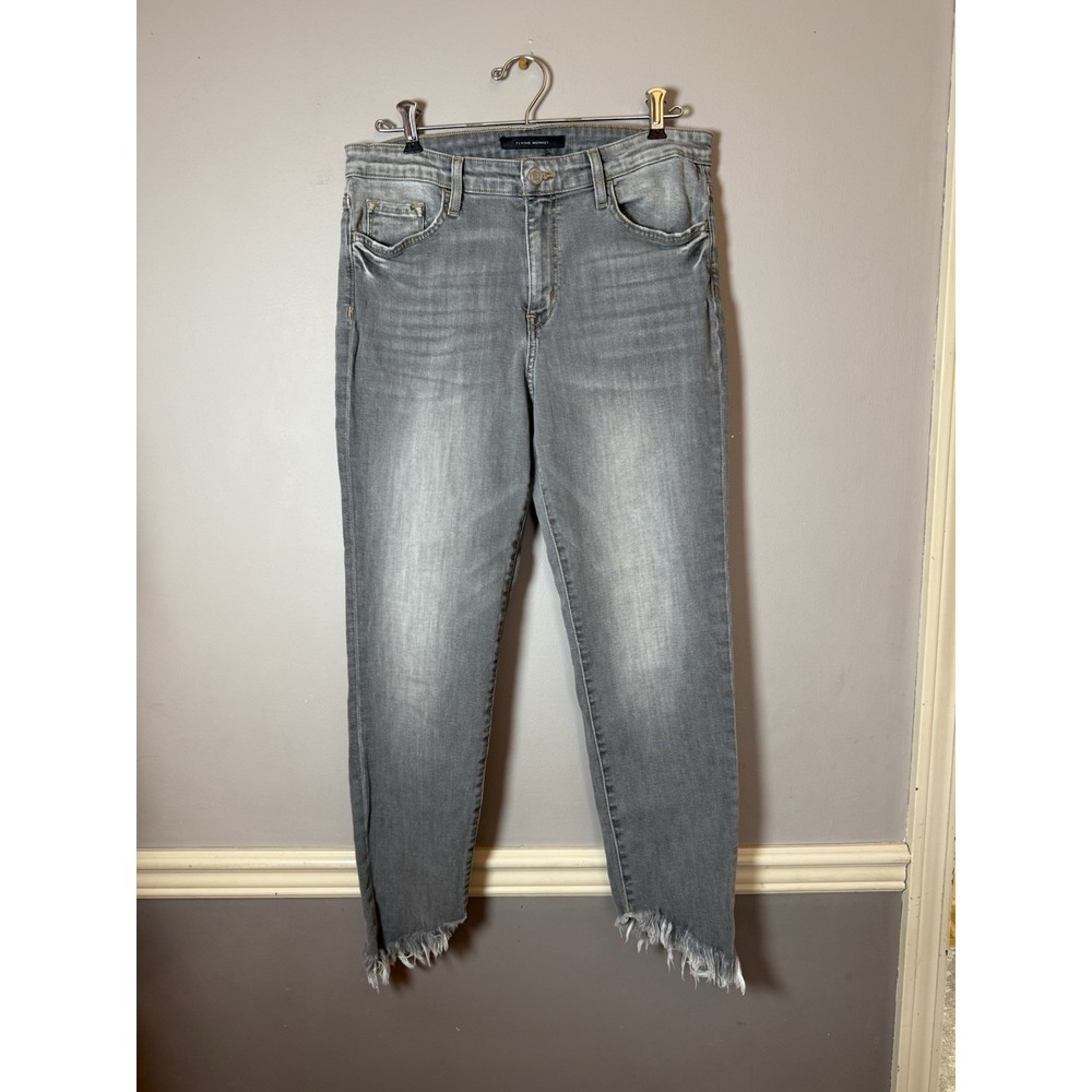 Flying Monkey Women's Juniors Jeans 31 Gray Distressed mid‎ rise ankle skinny